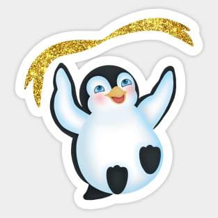 Cute penguin throws the ribbon Sticker